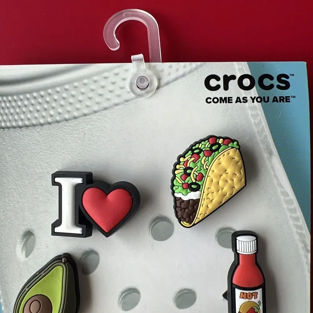 Crocs Uniquely You Taco Tuesday Avocado‎ Hot Sauce I Heart Jibbitz Charms New